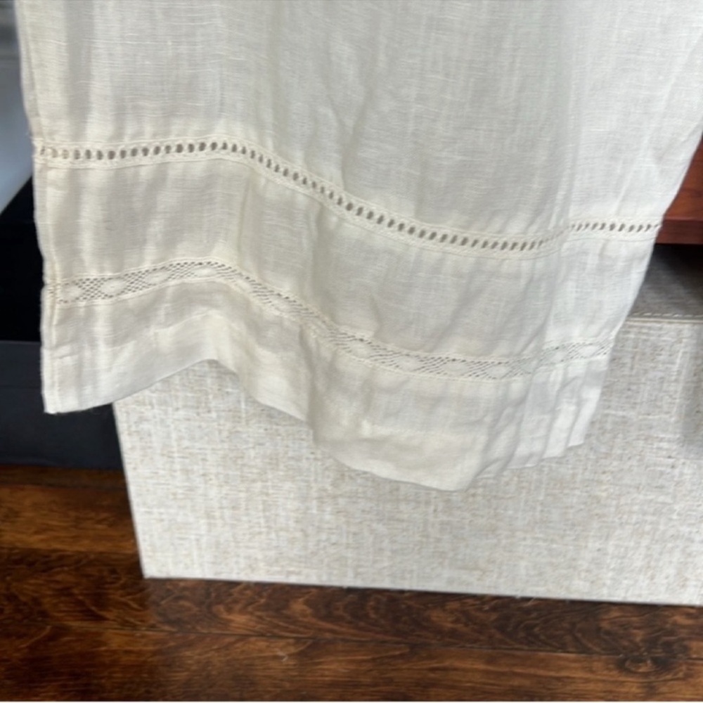 Zara 100% linen drawstring pants ladder stitch - Picture 10 of 10